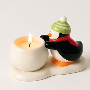 Hallmark Penguin Tealight Candle Holder Winter  Decor Ceramic Christmas Figu